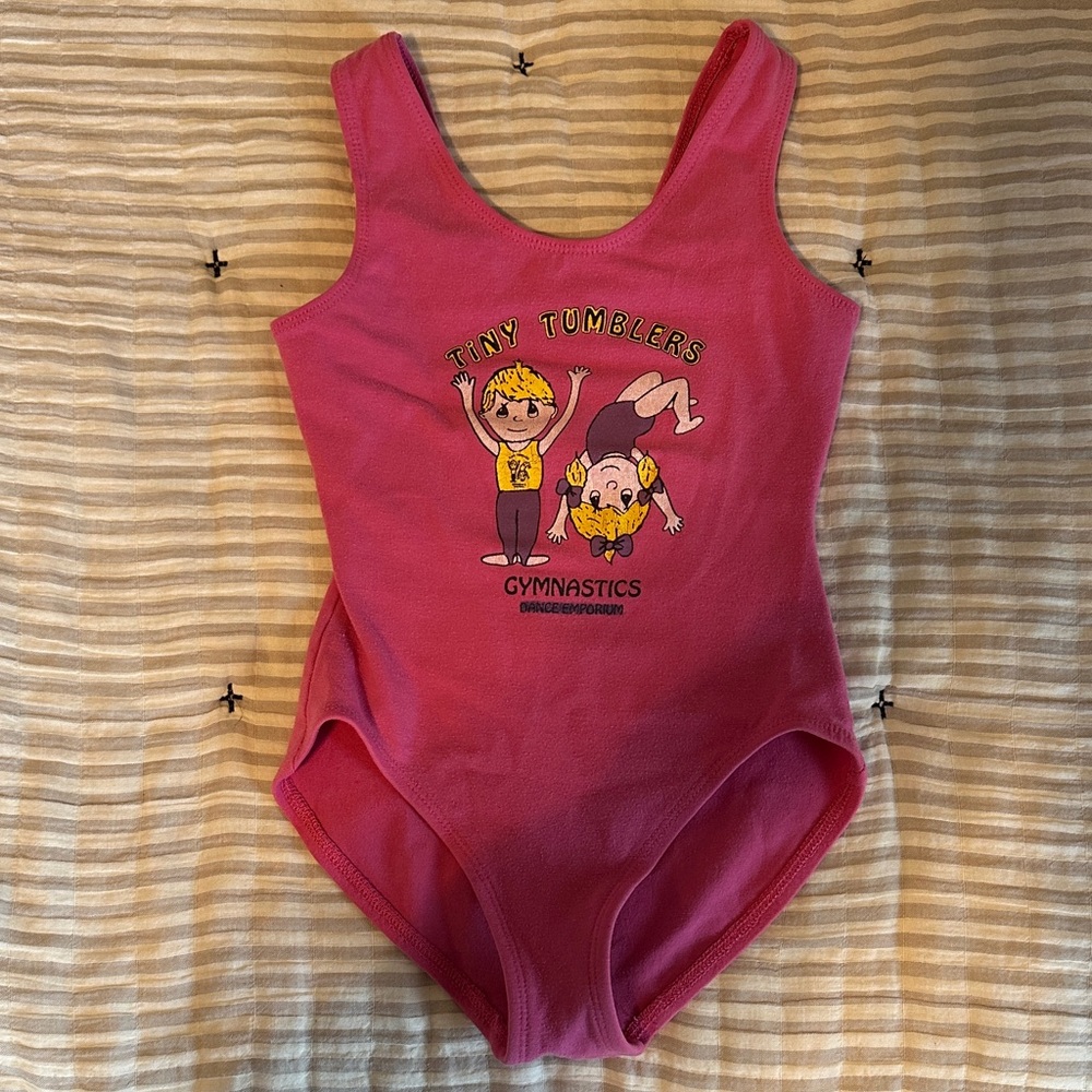 Girls Pink Vintage Gymnastics Kids One Piece